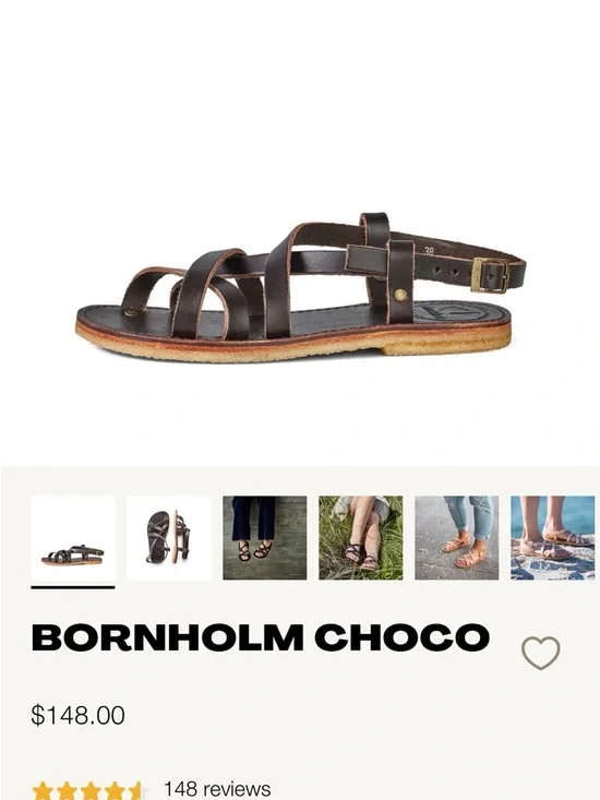 DUCKFEET Women's Strappy Leather Sandals - Dark Brown - Picture 2 of 4